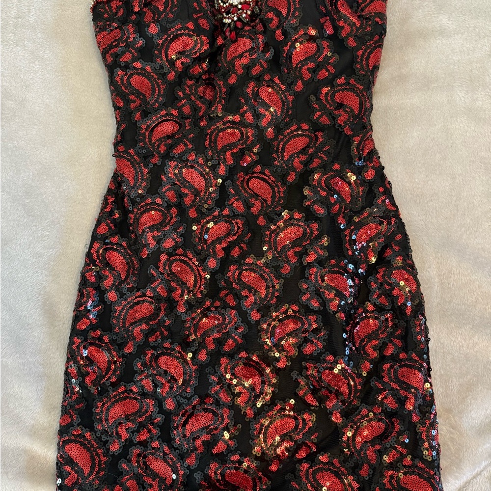 Elegant Red and Black Dress